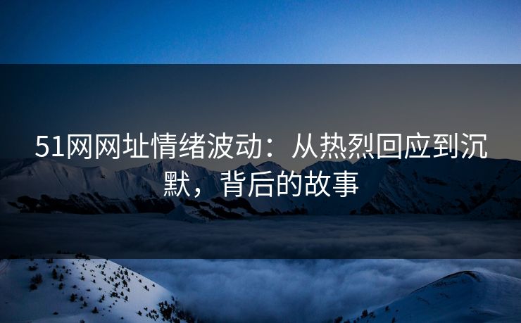51网网址情绪波动:从热烈回应到沉默,背后的故事 51网网址情绪波动:从热烈回应到沉默,背后的故事