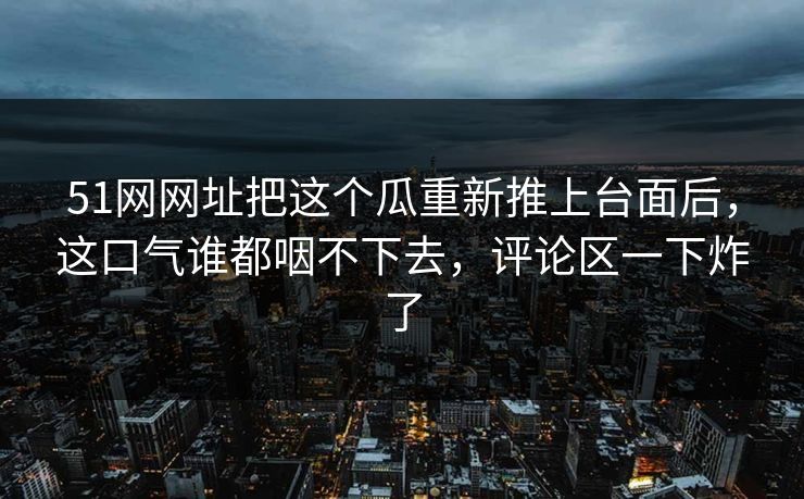 51网网址把这个瓜重新推上台面后，这口气谁都咽不下去，评论区一下炸了